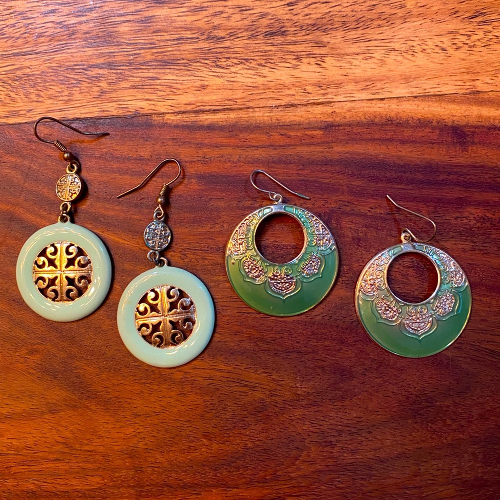 Green dangle earrings